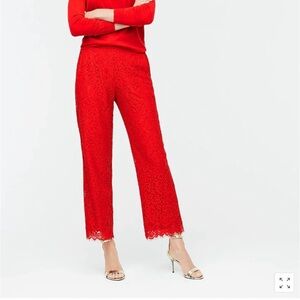 J. Crew Women's Cropped Ankle Lace Easy Pant Classic Floral Pull On Red Size 4T